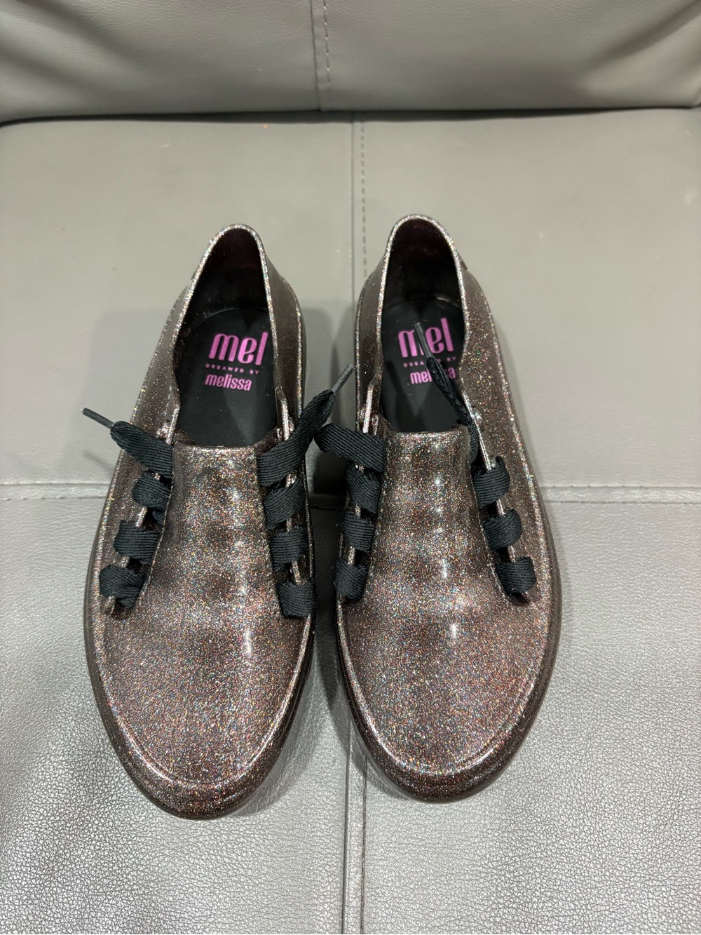 Melissa Glitter Lace-Up Sneakers in Brown Metallic